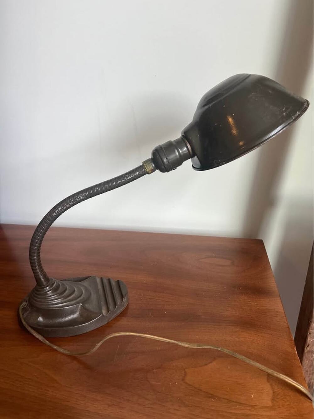 Vintage 1940s Art Deco Cast Goose Neck Lamp by Eagle